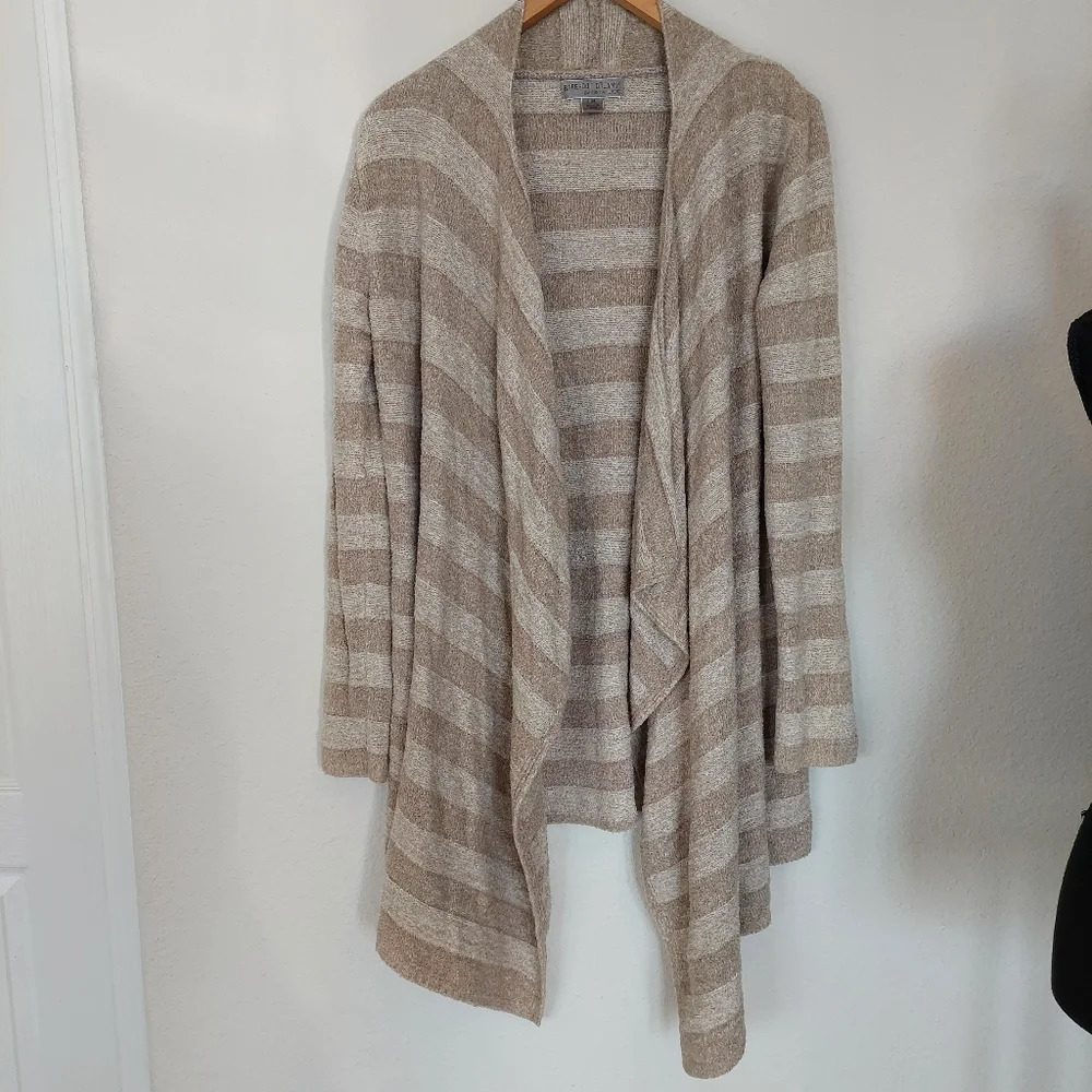 Barefoot Dreams Open Front Striped‎ Sweater Cardigan Size L/XL